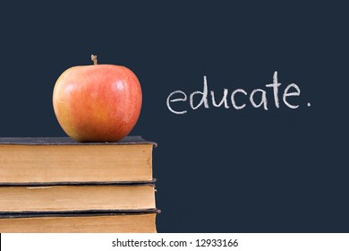 Educate Written On Chalkboard Red Apple Stock Photo 12933166 | Shutterstock