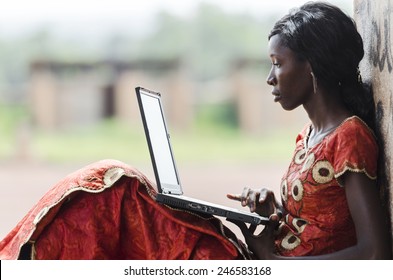 Education for Africa: Technology Symbol African Woman Studying Learning Lesson