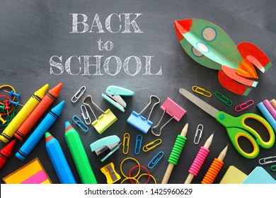 Back School Vector Characters Background Template Stock Vector (Royalty ...