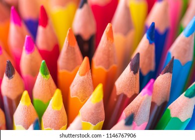 Education or back to school Concept. Close up macro shot of color pencil pile pencil nibs on white background. - Powered by Shutterstock