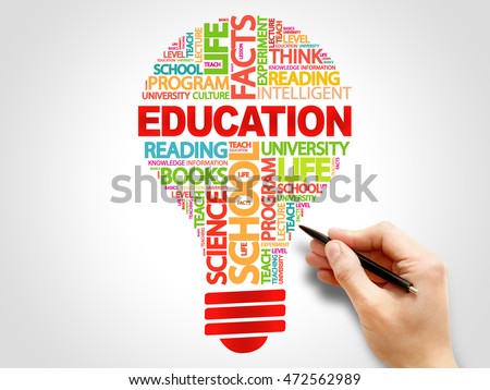 EDUCATION bulb word cloud collage, education concept background