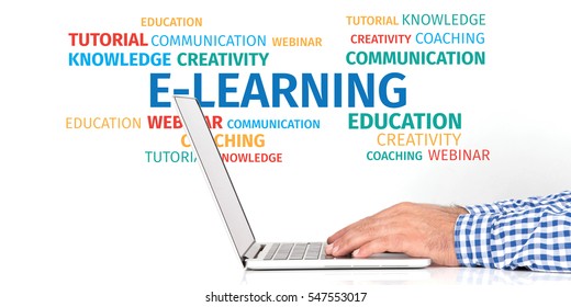 Education Concept: E-Learning Word Cloud