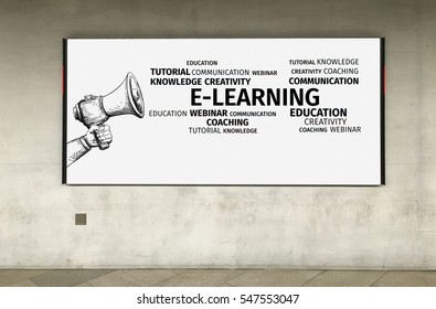 Education Concept: E-Learning Word Cloud