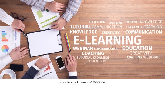 Education Concept: E-Learning Word Cloud