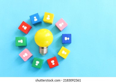 Education Concept Image. Creative Idea And Innovation. Light Bulb Metaphor Over Blue Background