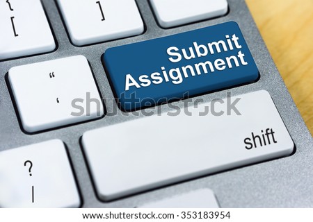 Education concept: Written word Submit Assignment on blue keyboard button.