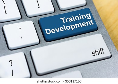 Education concept: Written word Training Development on blue keyboard button. - Shutterstock ID 353117168