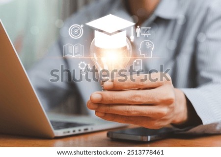 Education, E-learning technology concept. AI and machine learning enhance personalized learning. Technology course, business training. E-learning, online education, education, internet learning.