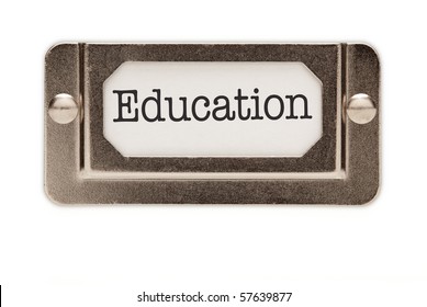 Education File Drawer Label Isolated On A White Background.