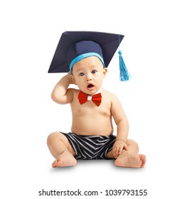 Education graduation Asian baby boy  isolated.Clipping path.