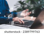 Education learning and technology, Artificial intelligence for modern learning concept, Young women use laptop learning with online application Communication and knowledge exchange through video