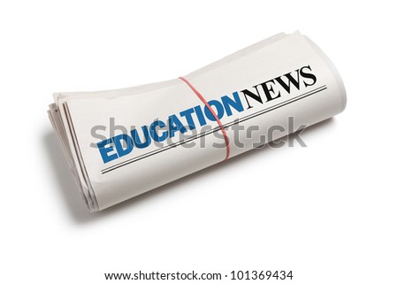 Education News, Newspaper roll with white background