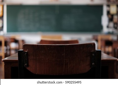 education old wood classroom concept blurred background 