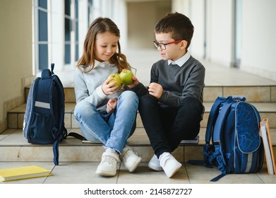 Education is power when selecting food for health. Happy kids take snack break. Nutrition and health education. Healthy eating. Formal education. Private teaching. Education and study.