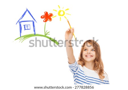 Similar – Image, Stock Photo Little girl painting a picture at home