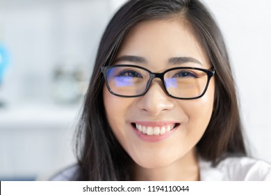 Education Study Abroadasian Student Girl Wear Glasses Table Looking Book While Do Homework With Education Study Abroadasian Student Girl Wear Glasses Table Looking Book While Do Homework With