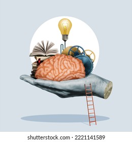 Education as a window to new discoveries and scientific inventions. Art collage. - Shutterstock ID 2221141589