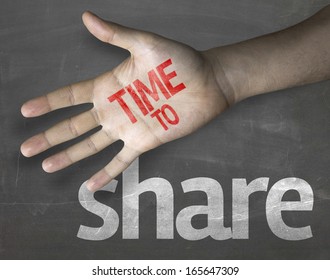Educational and Creative composition with the message Time to Share on the blackboard - Powered by Shutterstock - Get 15% off with code: PIKWIZARD15