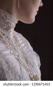 Edwardian Lady In White Lace Blouse