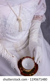 Edwardian Lady In White Lace Blouse