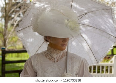 Edwardian Woman In White Dress