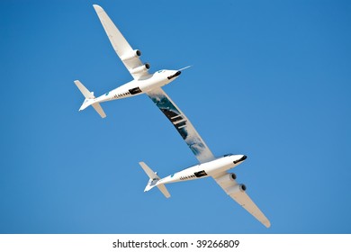 EDWARDS AFB, CA - OCT 17: Scaled Composites White Knight Two Performs At Flight Test Nation 2009, October 17, 2009, Edwards Air Force Base, CA