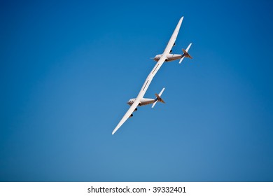 EDWARDS AFB, CA - OCTOBER 17: Scaled Composites White Knight Two Performs At Flight Test Nation 2009, October 17, 2009, Edwards Air Force Base, CA