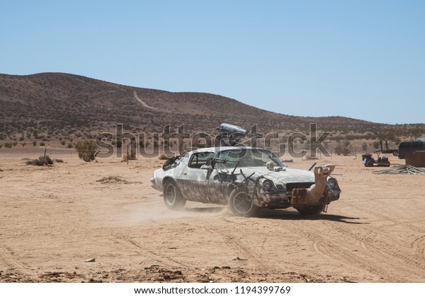 Edwards, CA/USA - September 2018: The annual\
Wasteland Weekend post-apocalyptic festival takes place in the\
Mojave Desert where attendees live in a re-creation of the Mad Max\
films for five days.