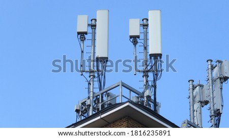 EE and Three max configuration 5G site on a rooftop in London with Huawei active antenna units