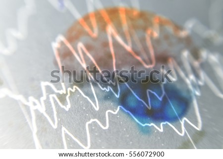 EEG wave background,Brain with brain wave