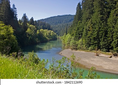 The eel River winds through Humboldt Redwoods State Park in northern California