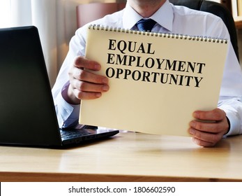 EEO Equal Employment Opportunity. The Manager Shows The Rules And Guidelines.