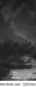 Eerie Cloudy Sky Background. Dark Dramatic Spooky Sky With Clouds.