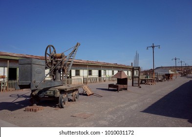 An Eerie Street In The Abandoned Humberstone Saltpeter Works. This Abandoned Nitrate Town Was Extremely Important For The Early Economy Of Chile