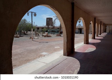 An Eerie Street In The Abandoned Humberstone Saltpeter Works. This Abandoned Nitrate Town Was Extremely Important For The Early Economy Of Chile