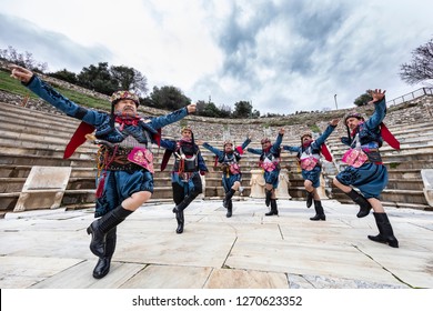 Efe Is Brave, Warrior And Insurgent,manly And Dancer Person In Western Turkish Culture. At Torbali Ozbey Village Festival. Efem Association EFE While Dancing. Izmir Torbali Turkey January 16 2016 