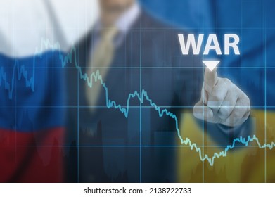 Effect Of War On Global Economy In 2022 And 2023. Economic Crisis That Will Seriously Affect Russia In 2022 Due To Conflict With Ukraine. Bankruptcy And Financial Crisis Concept.