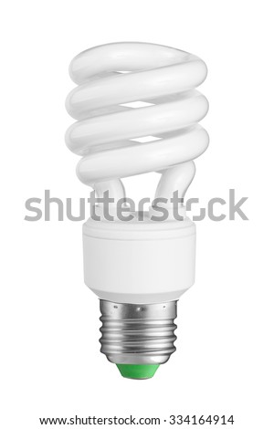 Efficient compact fluorescent light bulb. Isolated on white