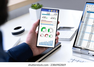 Efficient Data Analyst Leveraging Laptop Screen for Analytics: KPI Tableau