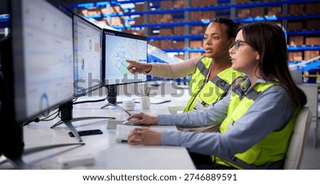 Efficient Warehouse Management Using Computer Automation And Logistic Solutions. Office Manager Training Diverse Team