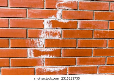 Efflorescence on new red bricks wall - Shutterstock ID 2315223735