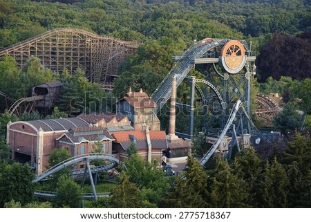 Efteling Baron 1898 dive coaster from the sky