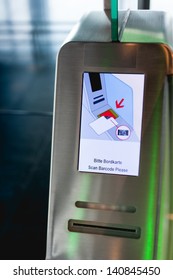 E-gate Smart Access (boarding Pass Scanners) Displaying Inviting To Scan The Boarding Pass At The Immigration Checkpoint On Arrival Or Departure In A Modern Airport
