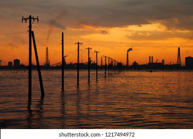 Egawa Coast During Sunset In Kisarazu, Chiba