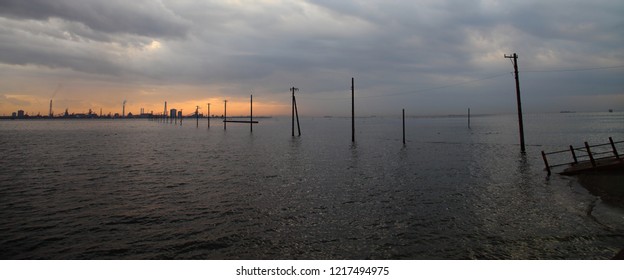 Egawa Coast During Sunset In Kisarazu, Chiba