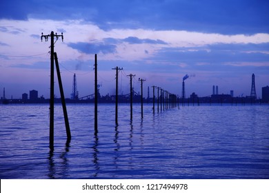 Egawa Coast During Sunset In Kisarazu, Chiba