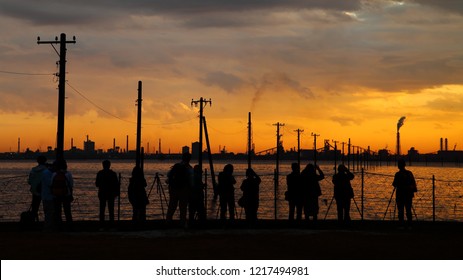 Egawa Coast During Sunset In Kisarazu, Chiba