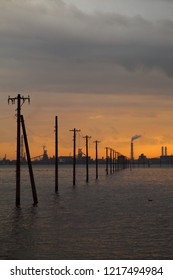 Egawa Coast During Sunset In Kisarazu, Chiba