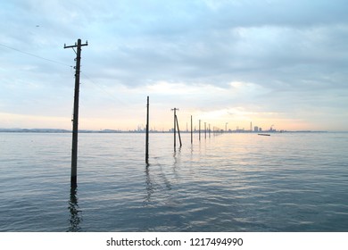 Egawa Coast During Sunset In Kisarazu, Chiba