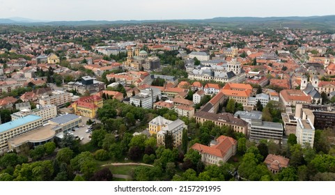 Eger downtown in Hungary aerial view.